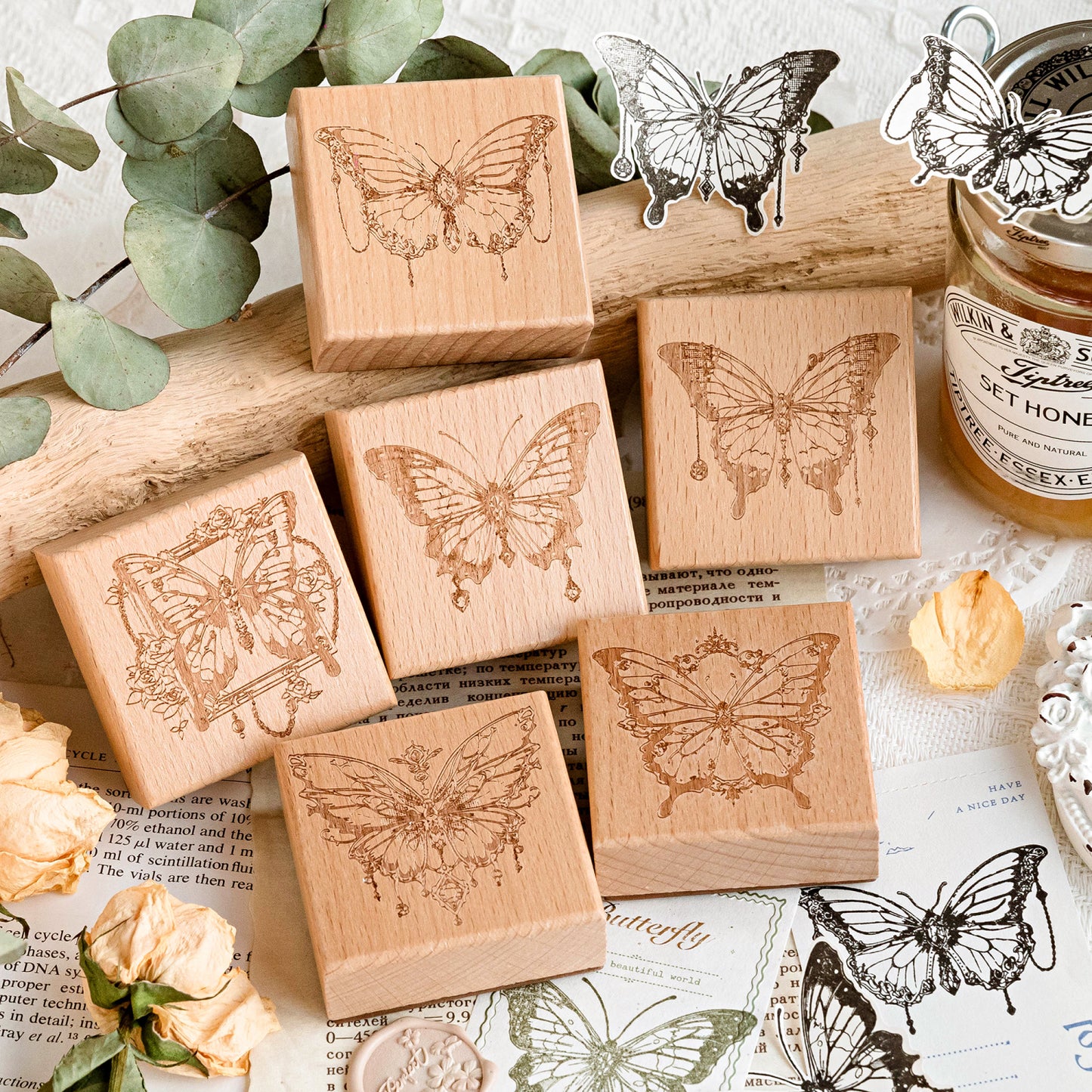 1 Pack All About Butterfly Wooden Rubber Stamp