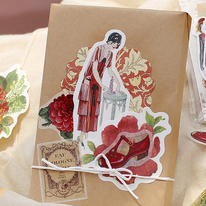 30 Pcs Victorian Lady Sticker & Material Paper Set