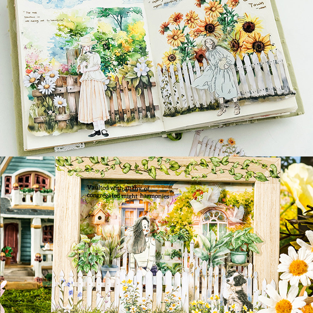 10 Pcs Garden fence Paper Sticker Set