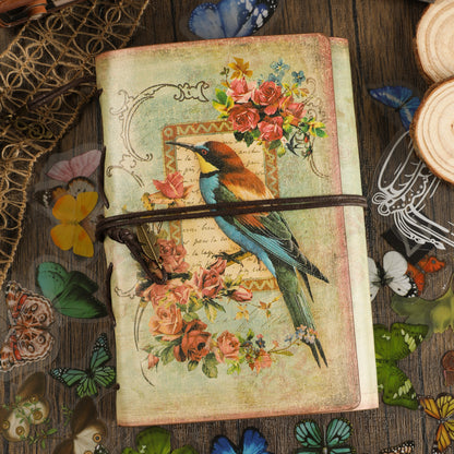 Vintage Flowers & Bird Kraft Paper Refillable Bullet Journal