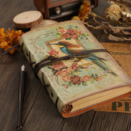 Vintage Flowers & Bird Kraft Paper Refillable Bullet Journal