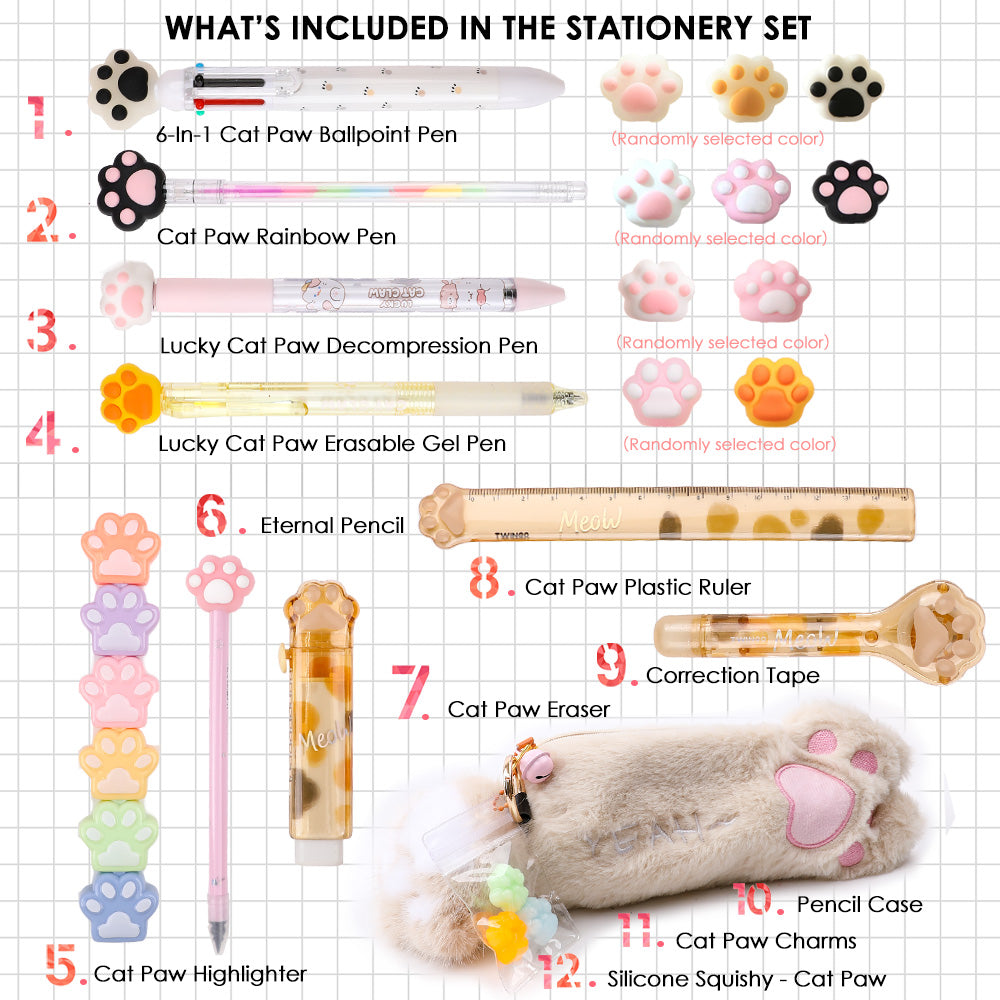 Kitty Paws Stationery Set Of 12