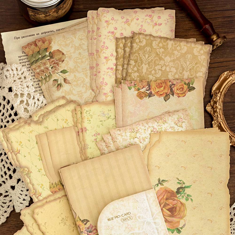30 Sheets Gentle Flower Wind Material Paper Set