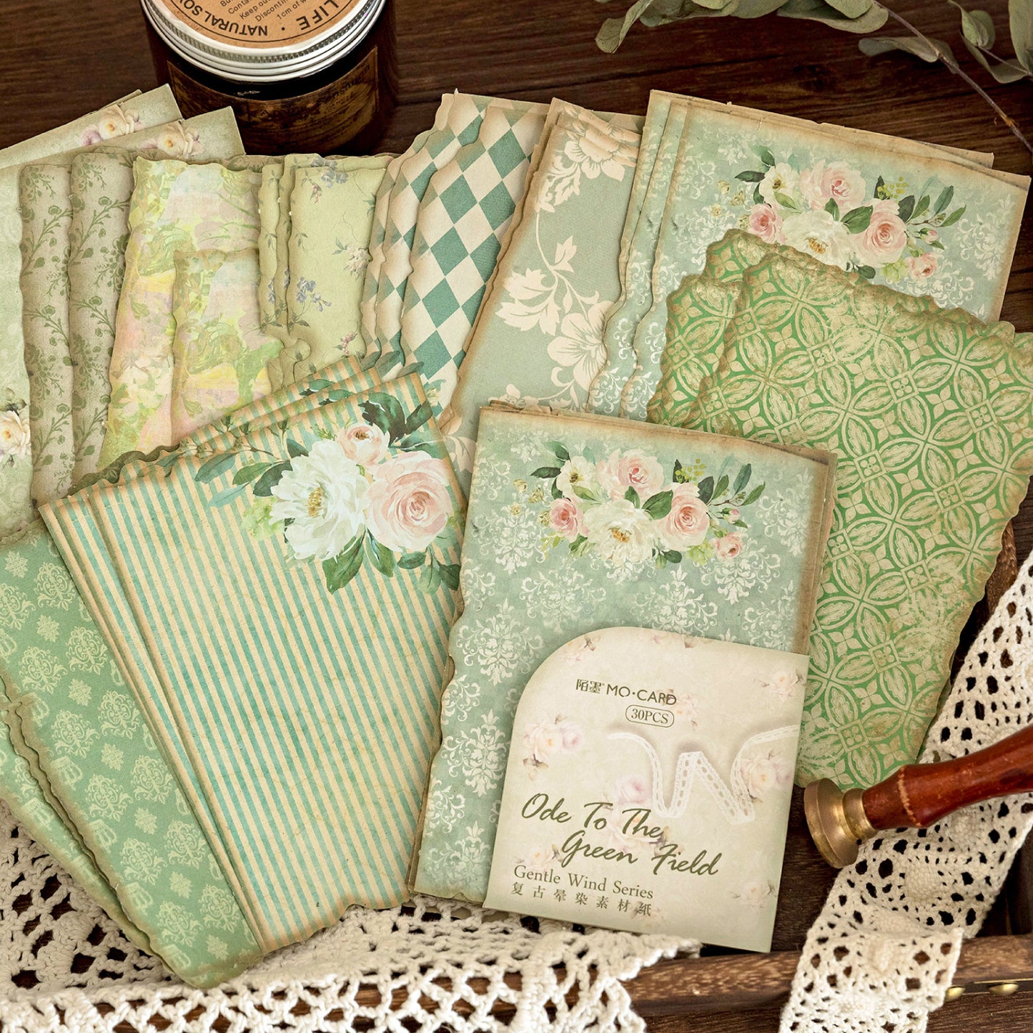30 Sheets Gentle Flower Wind Material Paper Set