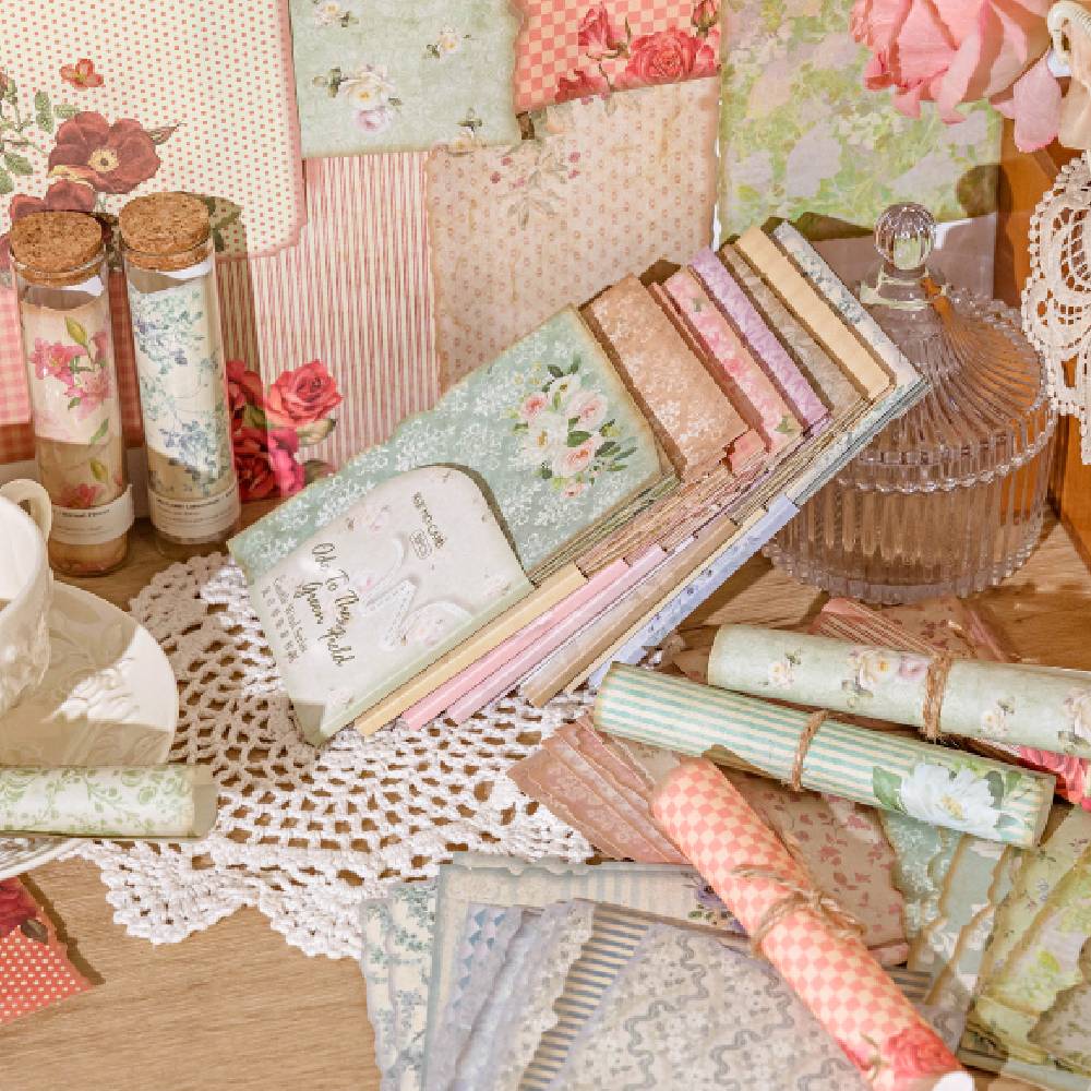 30 Sheets Gentle Flower Wind Material Paper Set