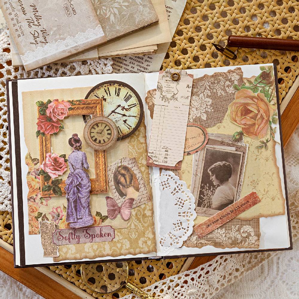 30 Sheets Gentle Flower Wind Material Paper Set