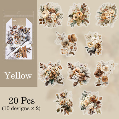 20 Pcs Amber Flower Shadow Sticker Set