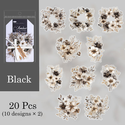 20 Pcs Amber Flower Shadow Sticker Set