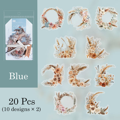 20 Pcs Amber Flower Shadow Sticker Set