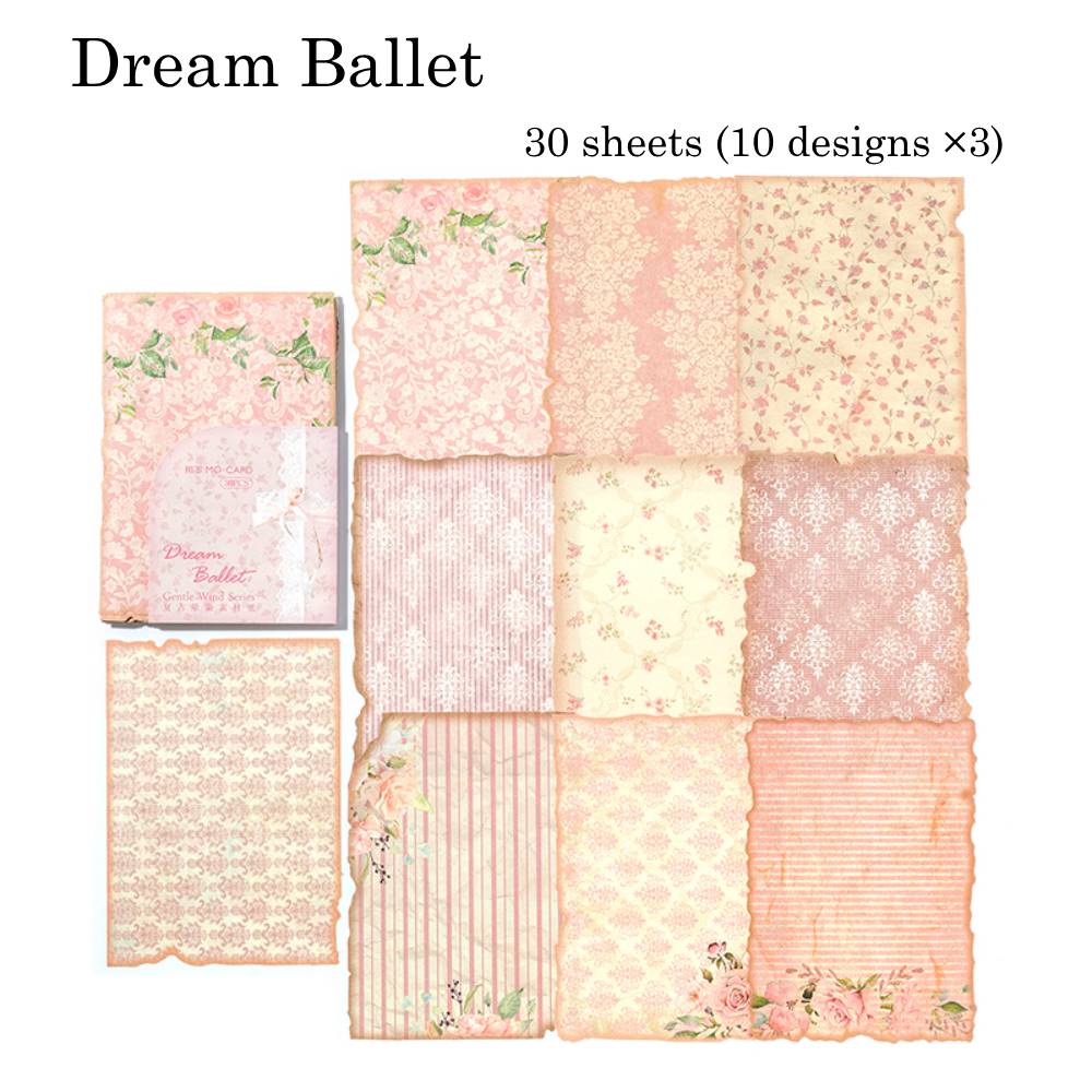 30 Sheets Gentle Flower Wind Material Paper Set