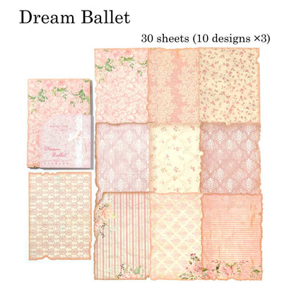 30 Sheets Gentle Flower Wind Material Paper Set