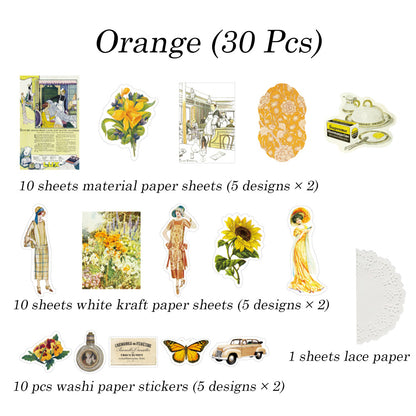 30 Pcs Victorian Lady Sticker & Material Paper Set